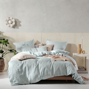 Luxury Organic Flax Linen Bedding Set Customized Size Flax Duvet Cover <b>Flat</b> Sheet Pillowcase-High Quality French Style - Product Image 1