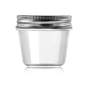 Merryart 4OZ PET plastic food storage clear cookie Jar with Lid candy packaging plastic round container candy jar
