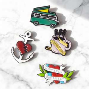 工場高品質ソフトエナメル亜鉛合金鉄製工芸品金銀メッキカラフルブローチラペルピン - Product Image 2