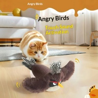 Jouet électrique en peluche pour chat avec ailes qui battent et sons chiaants, design Angry Birds infusé de catnip pour chats