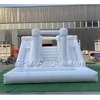 Maison blanche de rebond de videur gonflable de grand toboggan d'eau blanc de PVC Offre Spéciale avec la fosse de boule et la double glissière