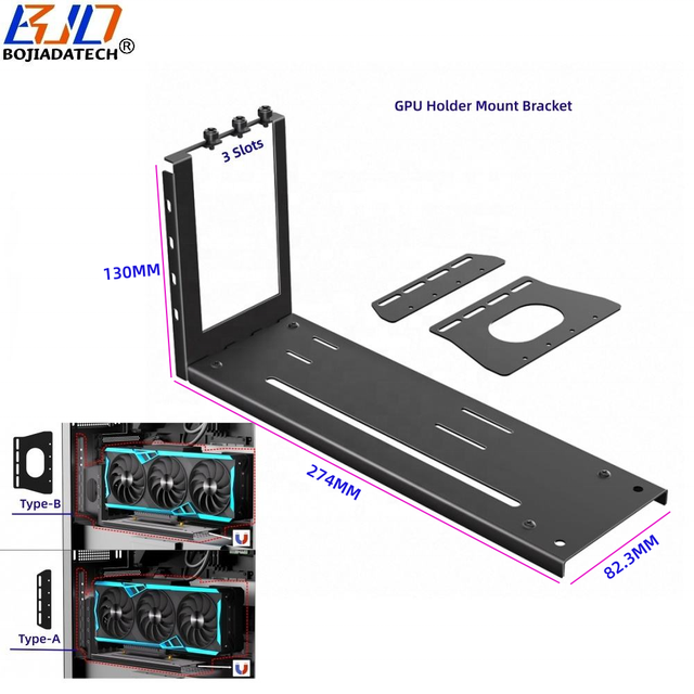 3 Slots PCIe 4.0 X16 PCI-E 5.016X Graphics Card GPU Holder Vertical Mount Bracket for EGPU Dock External GPU Docking Station