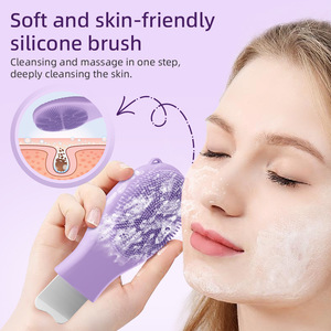 Outil de nettoyage des points noirs à double tête personnalisé en usine, brosse nettoyante faciale en silicone pour massage manuel et exfoliation du visage - Product Image 2