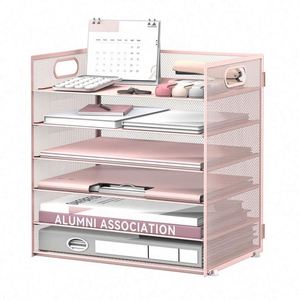 6 Tier Metal Mesh Paper <b>File</b> Organizer for Desk Paper Letter <b>Tray</b> Organizer Mesh Desk <b>File</b> Organizers with Handle - Product Image 4