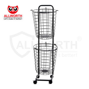 <span class=keywords><strong>Chariot</strong></span> de stockage de rayonnage de panier de taille différente en métal de maille de 3 rangées de forme de <span class=keywords><strong>tour</strong></span> de conception spéciale avec la poignée - Product Image 4