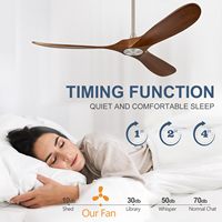 Ventilateur de plafond en bois massif de haute qualité avec moteur BLDC, économie d'énergie, télécommande
