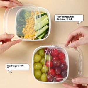 Contenitori Quadrati Spessi Bianco Puro Eco-Friendly Monouso 500ml con Coperchio in PP, Scatole da Asporto in Carta per Sushi, Frutta, Insalata, Torte - Product Image 3