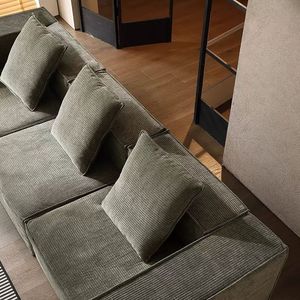 EU Set Black Cow Pure Sponge Tofu Block Corduroy Fabric Big Frameless Sectional <b>for</b> Living Room Vacuum-Compressed <b>for</b> Export - Product Image 3