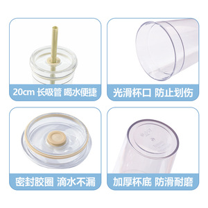 Shang Kou Ai Milk Tea Cup 450ml With Straw Leak Proof Travel Plastic Drinkware - Product Image 3