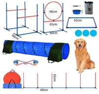 Parcours d'obstacles ludique pour l'entraînement canin avec exercices de saut, d'escalade, de fouillis et de virage - Tunnel et poteau pour courses canines