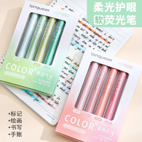 Lot de 4 surligneurs Macaron Pastel pour le soin des yeux, doux, sans bavure, pointe biseautée, fluorescent, esthétique, pour journal et étudiants