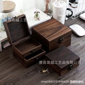Boîte de rangement pour bijoux en bois avec tiroir et serrure pour l'organisation du bureau, emballage cadeau, Comté de Cao, Shandong - Product Image 1