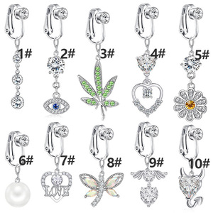 Ywly nuevo corazón mariposa colgando <span class=keywords><strong>ombligo</strong></span> anillos Clip en pendiente no <span class=keywords><strong>Piercing</strong></span> cuelga <span class=keywords><strong>falso</strong></span> vientre <span class=keywords><strong>Piercing</strong></span> joyería - Product Image 2