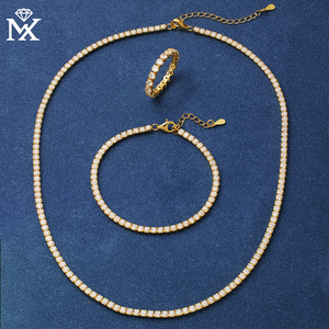 Elegante juego de tenis de circonita cúbica de 3, conjunto de anillo de pulsera de collar de pavé de Plata de Ley 925, conjunto de regalo de joyería para mujer - Product Image 4