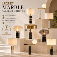 Lampe de table moderne en marbre noir avec abat-jour en verre ambré, lampe de chevet LED chaude pour la décoration de chambre d'hôtel