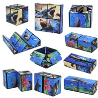 Boîte à changement de forme Cube magique magnétique variable géométrique 3D Décompression Hand Flip Puzzle Kids Reliever Fidget Toy