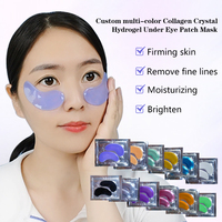 Masques pour les yeux en hydrogel de silicone au collagène cristallin multicolores, véganes, OEM, marque privée, thé vert, algues marines, logo personnalisé, vitamine C à base de plantes