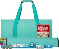 Ensemble de Mahjong Américain en Mélamine Bleue avec Étui de Transport, Sac de Voyage Portable Grande Capacité, Tapis de Rangement Intégré et Accessoires