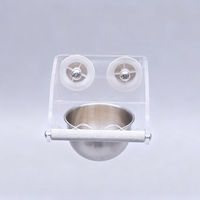 Vente en gros directe d'usine : Mangeoire portable pour perroquets en acrylique étanche et anti-déversement en acier inoxydable pour animaux de compagnie