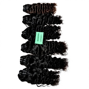 Extensiones de cabello humano indio virgen natural 100% al por mayor, cutícula ondulada alineada, procesamiento químico, sin mechones de pelo - Product Image 1