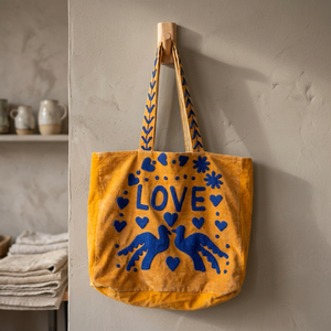 Sac fourre-tout en velours brodé Suzani fait main, motif oiseaux amoureux, sac à bandoulière décontracté de luxe, sacs de shopping écologiques en gros - Product Image 5