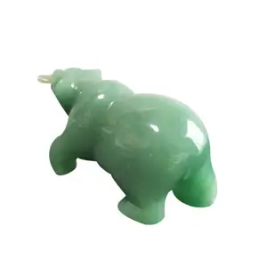 Hot Sell Animal Carved Figurine Jade Have Fish Statue Crystal Green Aventurine Bear