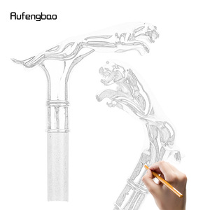Bâton de marche Rufengbao Leopard 93cm avec poignée en métal pour la randonnée en extérieur - Product Image 4