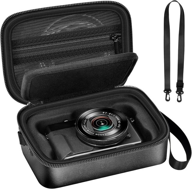 PU Leather Camera Case for PowerShot G7X Mark III/SX740/SX720 HS Water Resistant Portable Zipper Closure Digital Vlogging Bag