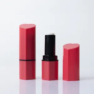 2024 neu individuelles logo roter glanz rote lippenstift-tuben rund leer glänzend rosa herzförmig liptint behälter