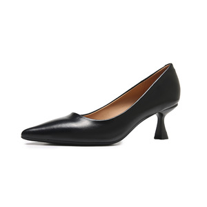 Classiche Scarpe da Donna con Punta Affusolata in PU, Slip-on Tinta Unita con Tacco a Tulipano, Comode Scarpe Eleganti per Lavoro Quotidiano ed Eventi - Product Image 3