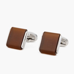Mancuernillas Cuadradas de Ópalo Color Tawny Francés, Mancuernillas de Metal de Lujo para Camisa de Hombre, Mancuernillas Casuales para Camisa de Negocios - Product Image 1