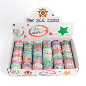 Ensemble de ruban de papier cadeau boîte enfants bricolage manuel ruban nouveau rouleau <span class=keywords><strong>entier</strong></span> de ruban de papier de dessin animé mignon décoratif - Product Image 1