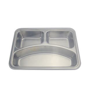 अनुकूलित चमकाने स्टेनलेस स्टील खाने की थाली भोजन बच्चों को यात्रा ट्रे के साथ कवर - Product Image 6