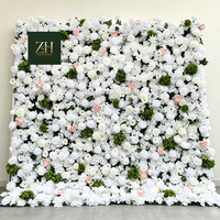 Mur floral 3D réaliste et élégant, fond blanc, fleurs artificielles pour mariage, décoration commerciale et intérieure