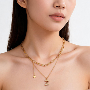 Collares de Gargantilla de Varias Capas con Colgantes de Letras para Mujer, de Acero Inoxidable, Joyería de Diseño Personalizada - Product Image 4