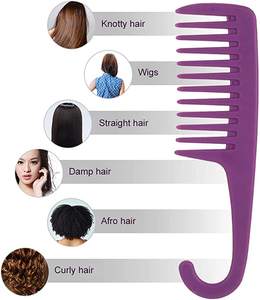 Pettine Districante a Denti Larghi Personalizzabile Shengyuan per Parrucchieri, Barbieri e Saloni, con Manico in Plastica e Gancio per Bagno e Doccia - Product Image 2