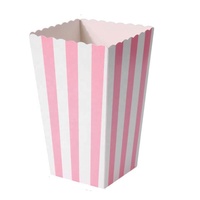 Fête d'anniversaire pour enfants collations mignonnes bonbons emballage écologique personnalisé personnalisé papier impression strie rose boîte de pop-corn