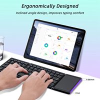 Teclado plegable inalámbrico de tres pliegues, teclado recargable plegable para computadora, teclado IOS plegable con trackpad
