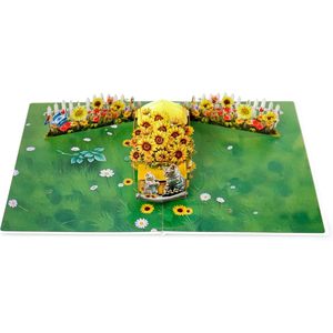 Carte de vœux pop-up 3D Fête des Mères, Motif Camion de fleurs, Tournesol et Jardin, Impression numérique 4 couleurs, Papier finition mate, Forme rectangulaire - Product Image 5