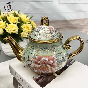 Ensemble de 6 tasses à café et soucoupes en céramique de luxe dorées à fleurs arabes pour café expresso, vente en gros, fête, café, logo personnalisé, ensemble de tasses à thé - Product Image 2