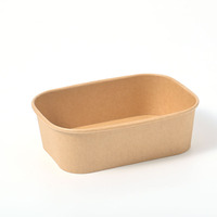 Bol en papier kraft carré jetable, couvercle plat rectangulaire personnalisé de qualité supérieure, emballage alimentaire pour l'industrie de la restauration