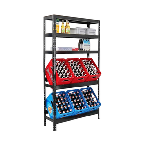 Freestanding Beverage <strong>Crate</strong> Rack 6 Boxes 3 Shelves 180x100x30 cm Black <strong>Drink</strong> <strong>Crate</strong> Stand for Water Beer Other - Product Image 1
