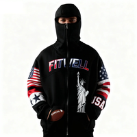 Sweat à capuche zippé personnalisé vierge avec couvre-visage Streetwear imprimé de haute qualité avec votre propre logo