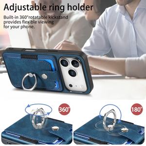 Étui Portefeuille Magnétique pour <span class=keywords><strong>iPhone</strong></span> 17 Pro 16e 16 Pro Max avec Porte-Cartes, Anneau Support et Béquille, <span class=keywords><strong>Coque</strong></span> Intégrale Antichoc - Product Image 4