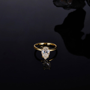 Anillo Abierto de Plata de Ley S925 con Moissanita en Forma de Pera, Diseño Minimalista de Lujo Ligero, Anillo de Compromiso y Boda para el Dedo Índice - Product Image 5