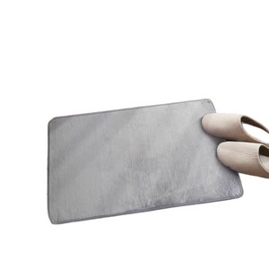 Tapis de bain rectangulaire en polaire corail, couleur unie, absorbant, antidérapant, pour salle de bain, facile d'entretien - Product Image 3