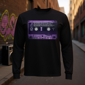 Camiseta de manga larga con diseño de cinta de casete morada, estilo retro vintage de los años 90, hip hop - Product Image 3