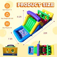 Structure gonflable commerciale de 22 pieds pour grands enfants, parcours d'obstacles gonflable avec piscine à jets d'eau, toboggan aquatique large, château gonflable de 22x8x8.2 pieds