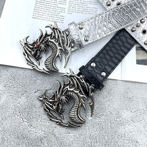 Кожаный ремень с пряжкой из крокодиловой кожи - Product Image 5