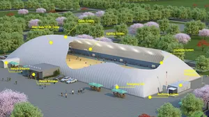 XZ OEM ODM 大型テント 成形コンクリート 圧⼒⽀持型 エアドーム サッカー⽤ インフレータブル膜構造建築物 - Product Image 4